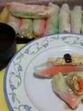 Rollos de hoja de arroz con humus