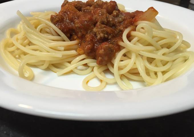Spaghetti, Meat, and Garlic & Herb sauce