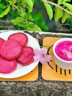 Hình của món Pancake Thanh Long Đỏ - Smoothie Thanh Long Đỏ 🌸🌸🌸.