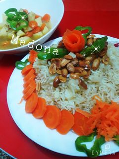 صورة لوصفة مقلوبه الارز بالبطاطا مع شوربه البطاطا والجزر