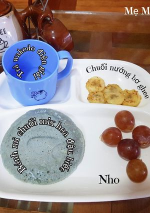 Hình của món #32 | Bánh mì chuối mix hoa đậu biếc & Chuối nướng bơ ghee.