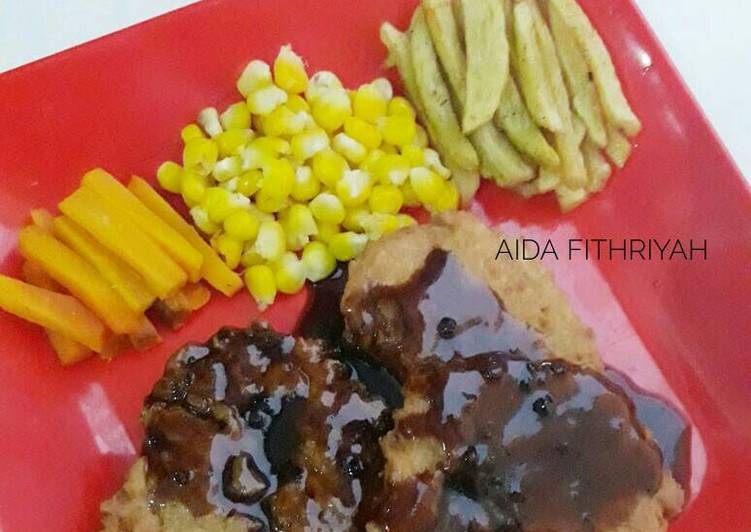 Steak Tempe Saus lada hitam