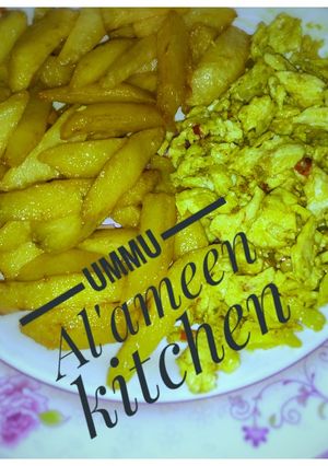 Chips and scrambled eggs 😋😋 ainihin hoton girkin