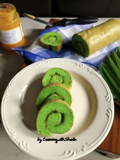 Foto resep Bolu Gulung Ekonomis Pandan - Kaya Jam