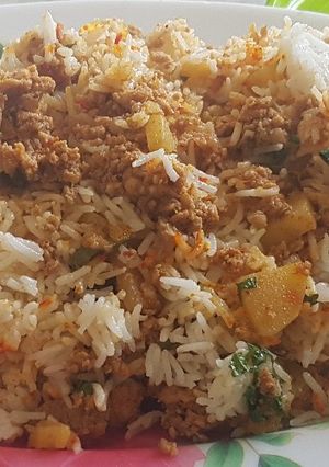 A picture of Qeema pulao.