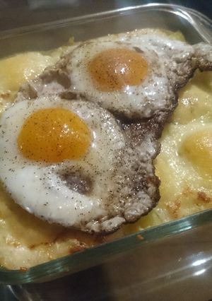 Une photo de Gratin de courgette, pommes de terre, béchamel, raclette