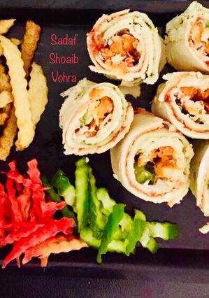 A picture of PIN ROLL SANDWICHES or COLOURFUL SANDWICHES.