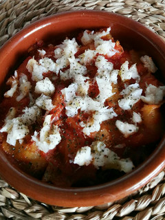 Una foto de Migas de bacalao con patatas y tomate al microondas