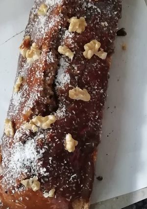 Una foto de Budín integral con coco nueces y dulce de leche light