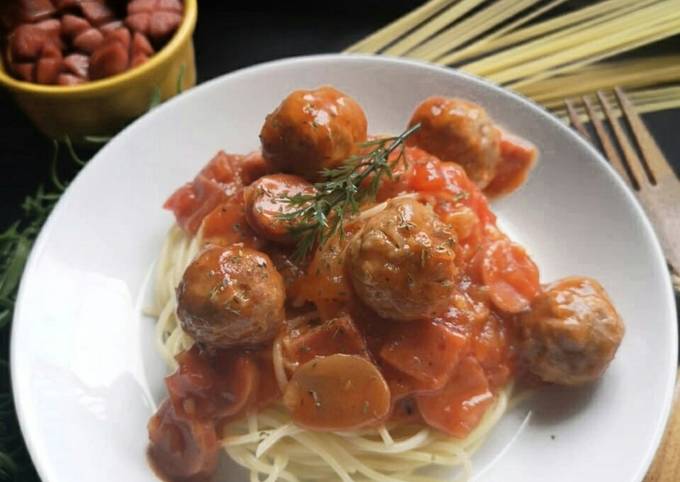 Resep 201. Spaghetti Saus Bolognese dengan Bola Daging Resep 201. Spaghetti Saus Bolognese dengan Bola Daging