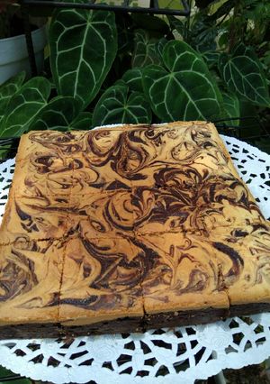 Foto resep Delicious Fudgy Cheese Brownies (No Mixer)