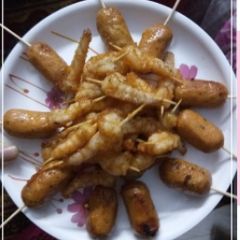 M's Prawns on pick A picture of M's Prawns on pick.