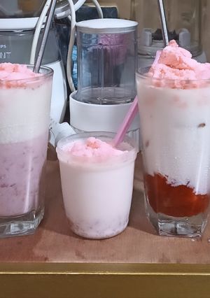 Foto resep Korean strawberry milk es krim 🍓