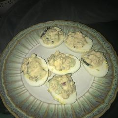 A picture of Tuna stuffed eggs.