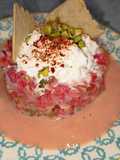 Tartar de tomate con stracciatella