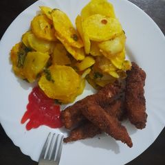 Bhajia & Crunchy Fish Fingers A picture of Bhajia & Crunchy Fish Fingers.