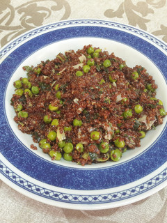Una foto de "Quinoa y guisantes al estilo hindú" veganos