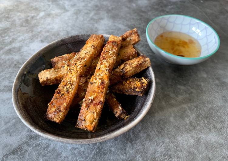 Easiest Way to Make Super Quick Homemade Tofu chips with plum sauce