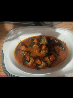 عکسی از دستور یافتم بادمجون🍆گوجه🍅قارچ🍄