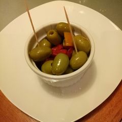 Olives with peppers A picture of Olives with peppers.