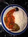 White rice and vegetable sauce