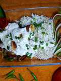 Chicken sizzler with garlic rice