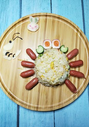 螃蟹造型蛋炒飯 的食譜成品照片