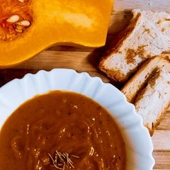 A picture of Homemade butternut soup.