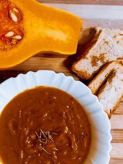 A picture of Homemade butternut soup.