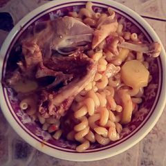 A picture of Macaroni and potatoes.