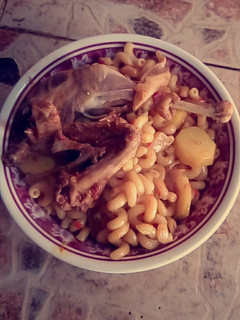 A picture of Macaroni and potatoes.