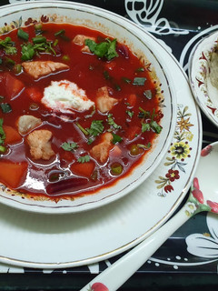 A picture of Traditional Ukrainian Borscht Soup.