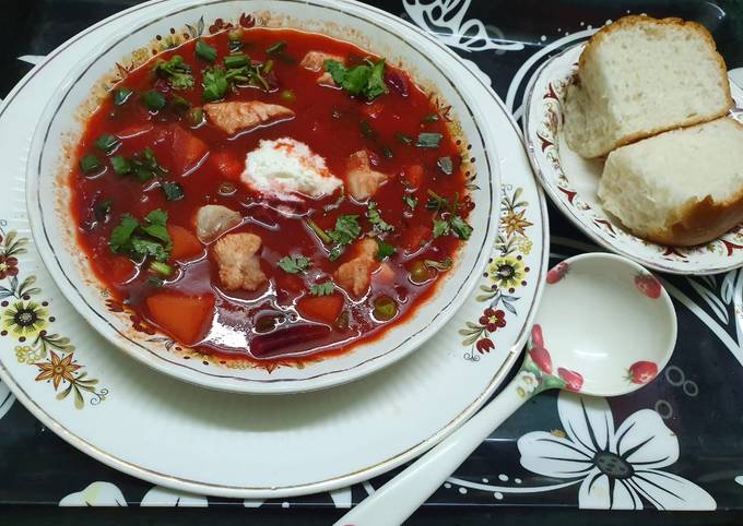 Traditional Ukrainian Borscht Soup