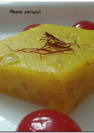 A picture of Homemade Sago Kesariya Barfi with paneer milk.