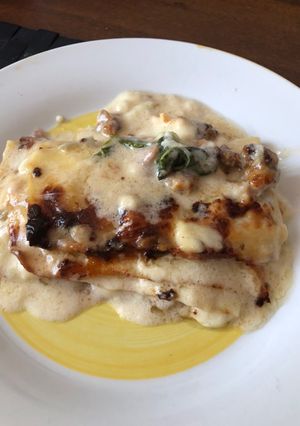 A picture of Gorgonzola and Sausage Lasagna.