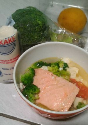 Foto resep Salmon with brokoli tofu 1y