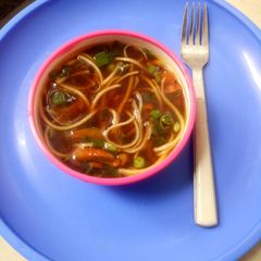 A picture of Noodles soup.
