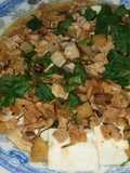 Đậu hũ non chưng thịt băm chay