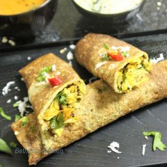 Chicken Stuffed Oats Dosa A picture of Chicken Stuffed Oats Dosa.