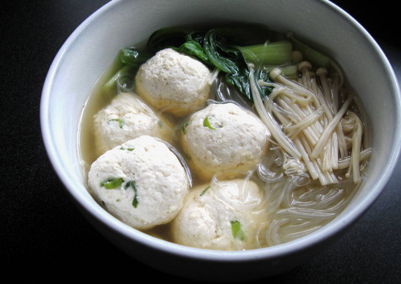 Tofu & Chicken Balls in Soup with Harusame Noodles