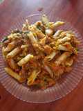 Pasta con salsa dulce de tomates y zapallo/calabaza