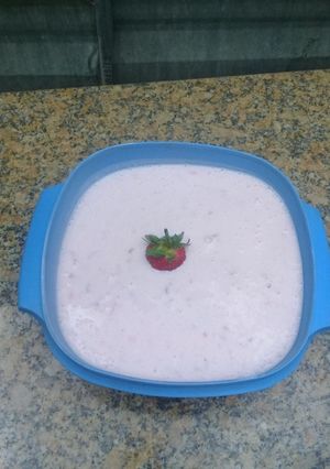 A picture of Home made strawberry yogurt.