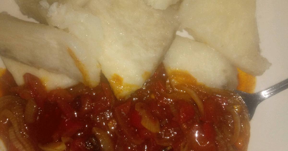 Yam & sauce Recipe by MummyZahra Kitchen Cookpad