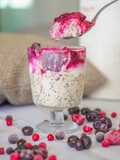 Porridge de avena cheesecake frío