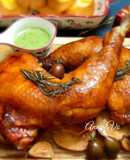 Gà nướng táo và rau củ