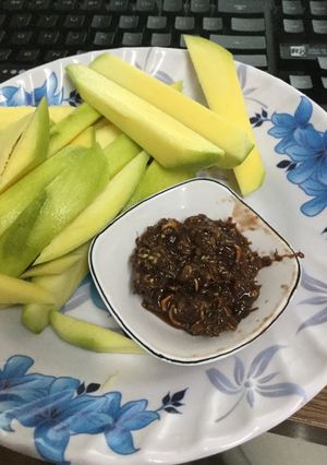 Hình của món Mắm ruốc chấm xoài.
