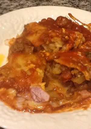 A picture of Ground meat enchiladas.