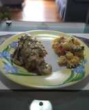 Pollo President con ensalada rusa