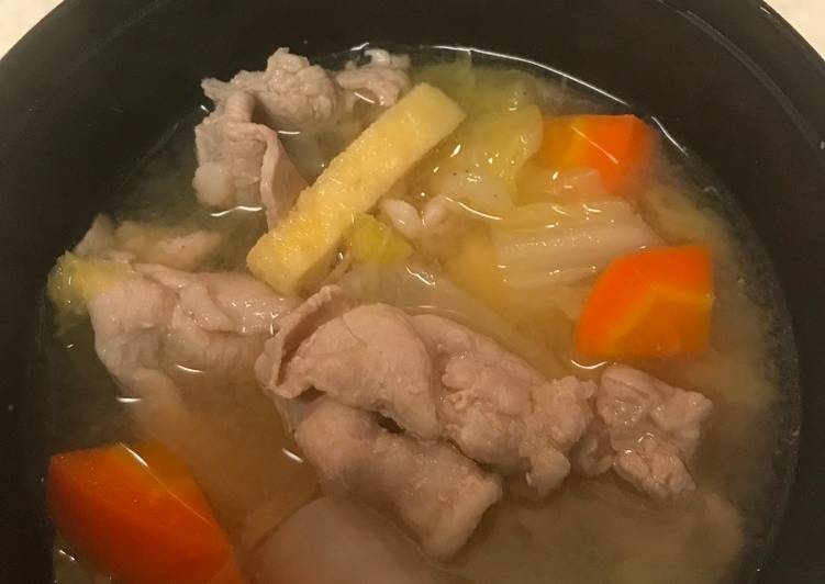 Recipe of Quick Pork miso soup(Tonjiru)