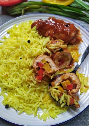 Foto resep Briyani rice with chicken rolls